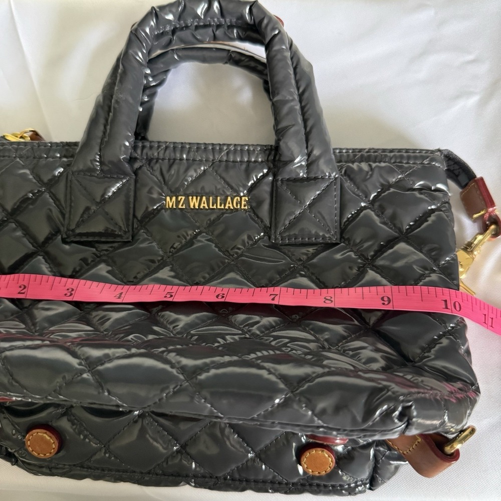 MZ Wallace Liquid Magnet Grey Mini Sutton Crossbody Bag Tote Purse Top Handle - Picture 13 of 15